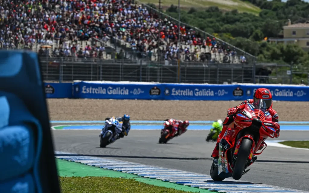 MotoGP 2025 Spanish GP Jerez Sprint Race Marc Marquez Leads Alex Marquez and Pecco Francesco Bagnaia
