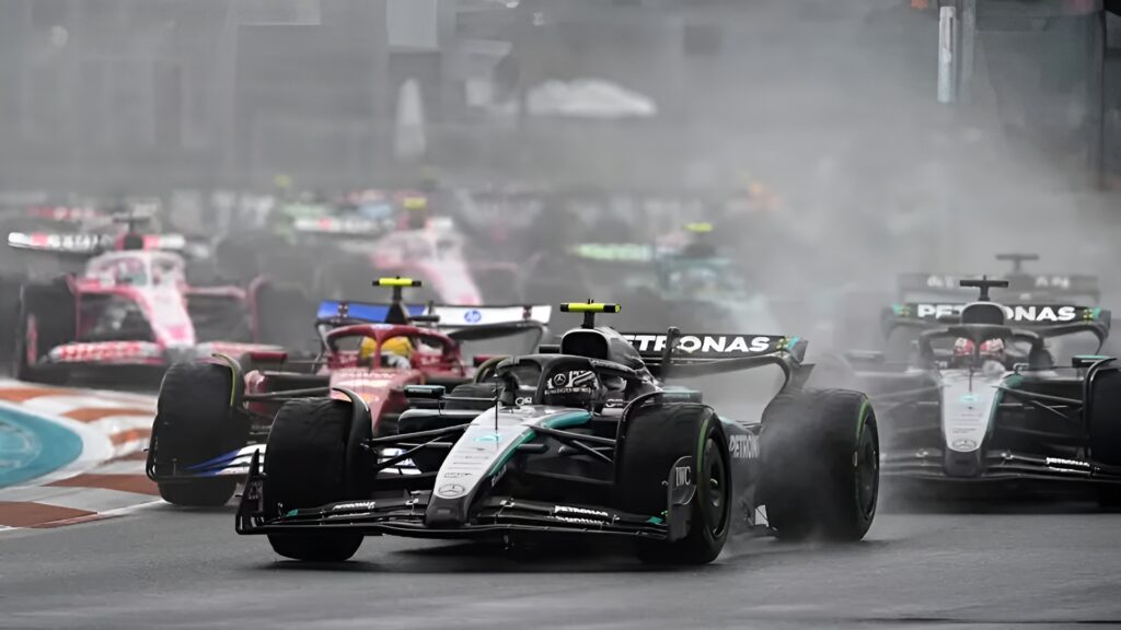 Kimi Antonelli Leads During Formula 1 2025 US Miami Grand Prix Sprint Race start