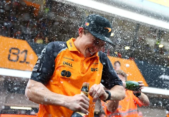 Oscar Piastri Celebrating his Formula 1 2025 Spanish GP Race Win